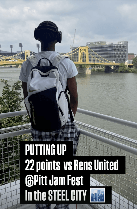 Athlete-published image stating 22 points vs Rens United at Pitt Jam Fest in the Steel City